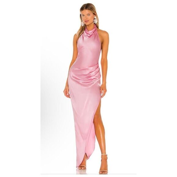 Amanda Uprichard Samba Gown 100% SILK Flamingo Pink Revolve Sz XL $321 NWOT - Picture 2 of 14